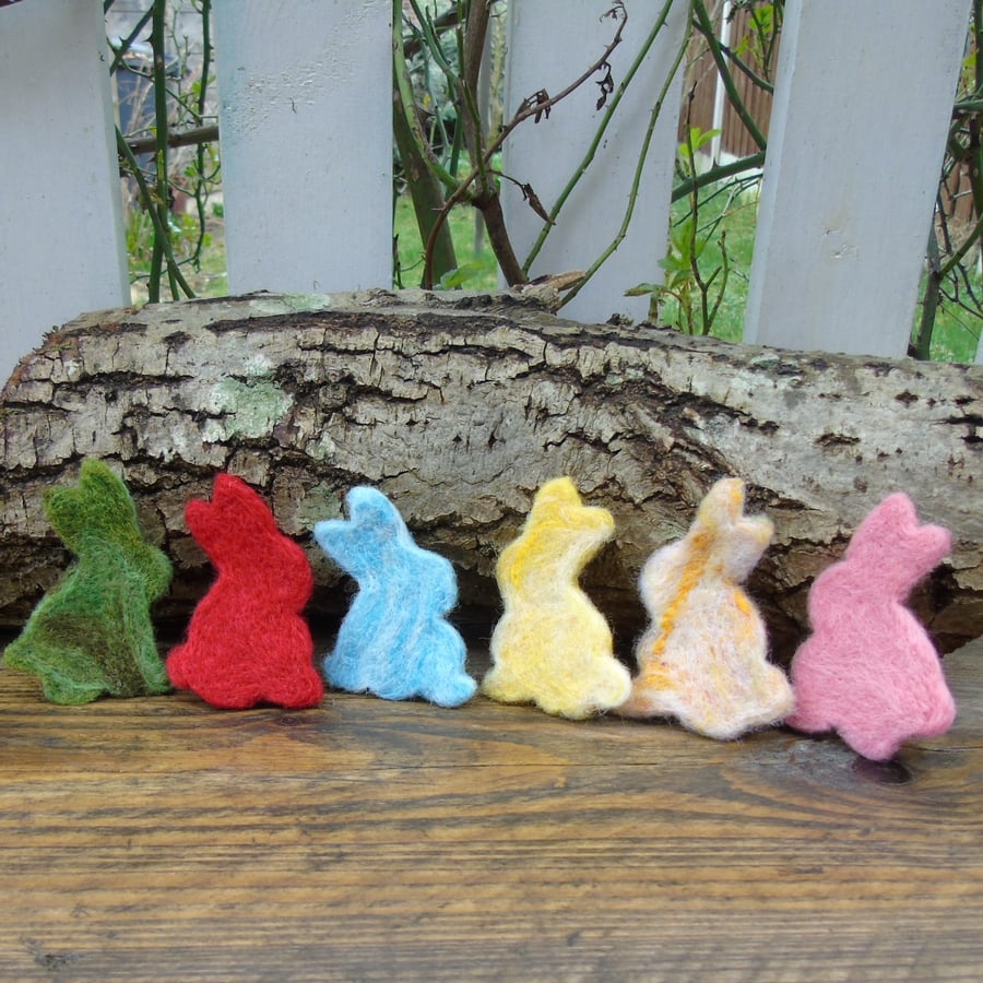 6 Needlefelt rabbits wool rabbit for applique bunting brooches pictures