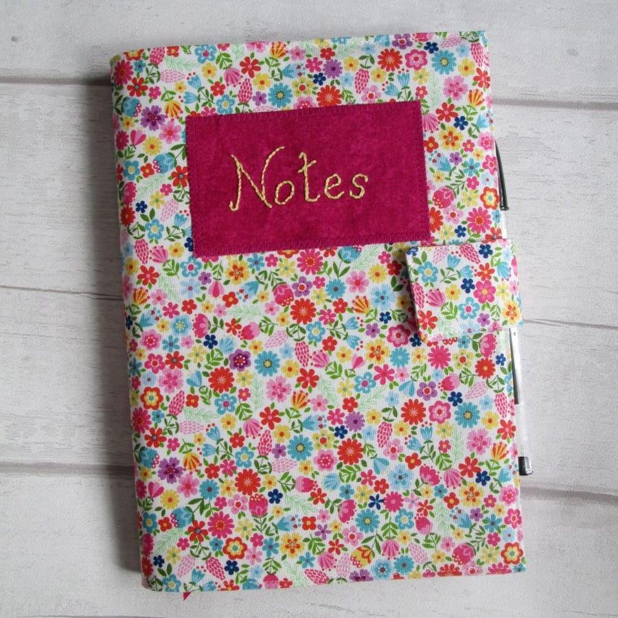 A5 Reusable Notebook Cover - Colourful Ditsy Floral