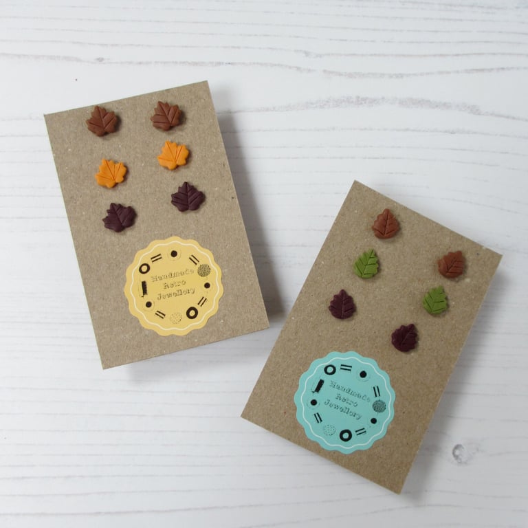 Autumn mini leaf stud earrings set - choose your style