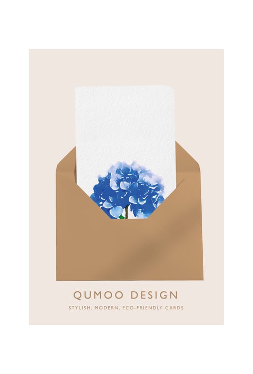 Hydrangea blue flowers Greetings Card (QM 336)