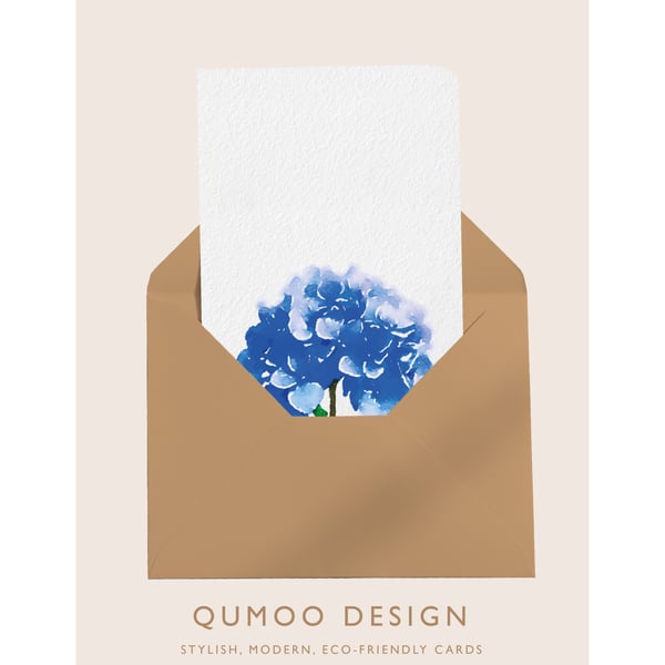 Hydrangea blue flowers Greetings Card (QM 336)