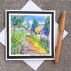 Handpainted Blank Card Of Cottage Gardens