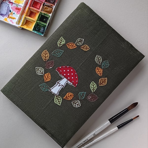 Sketchbook or Notebook with Toadstool and Leaf Wreath Cover