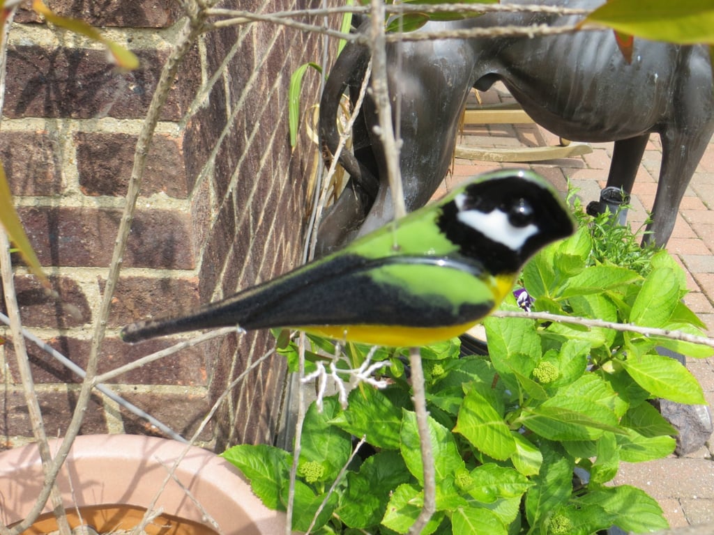 Fused Glass Great Tit Ornament British Garden Bird Decor