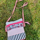 Small pink multicoloured striped crossbody bag
