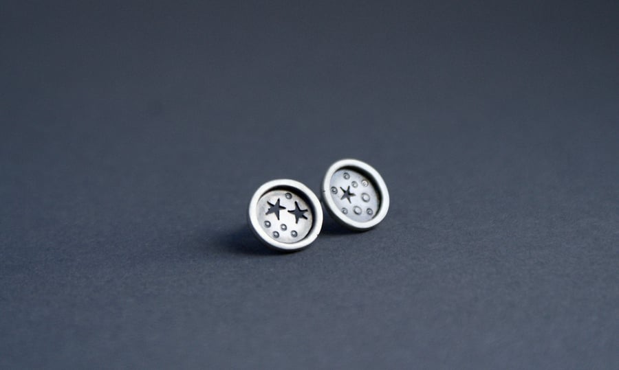 SALE Silver star mis-matched studs