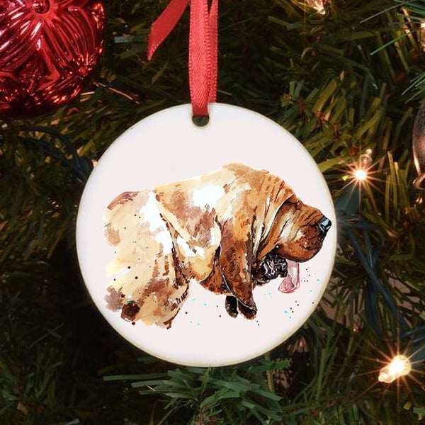 Bloodhound III Round Tree Decoration.Bloodhound Xmas Tree Decoration,Bloodhound 