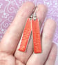 Bright red minimalist drop earrings, lightweight colourful earrings