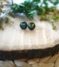 Pearlescent Green and Black Resin and Stainless Steel Earring Studs - Image 3
