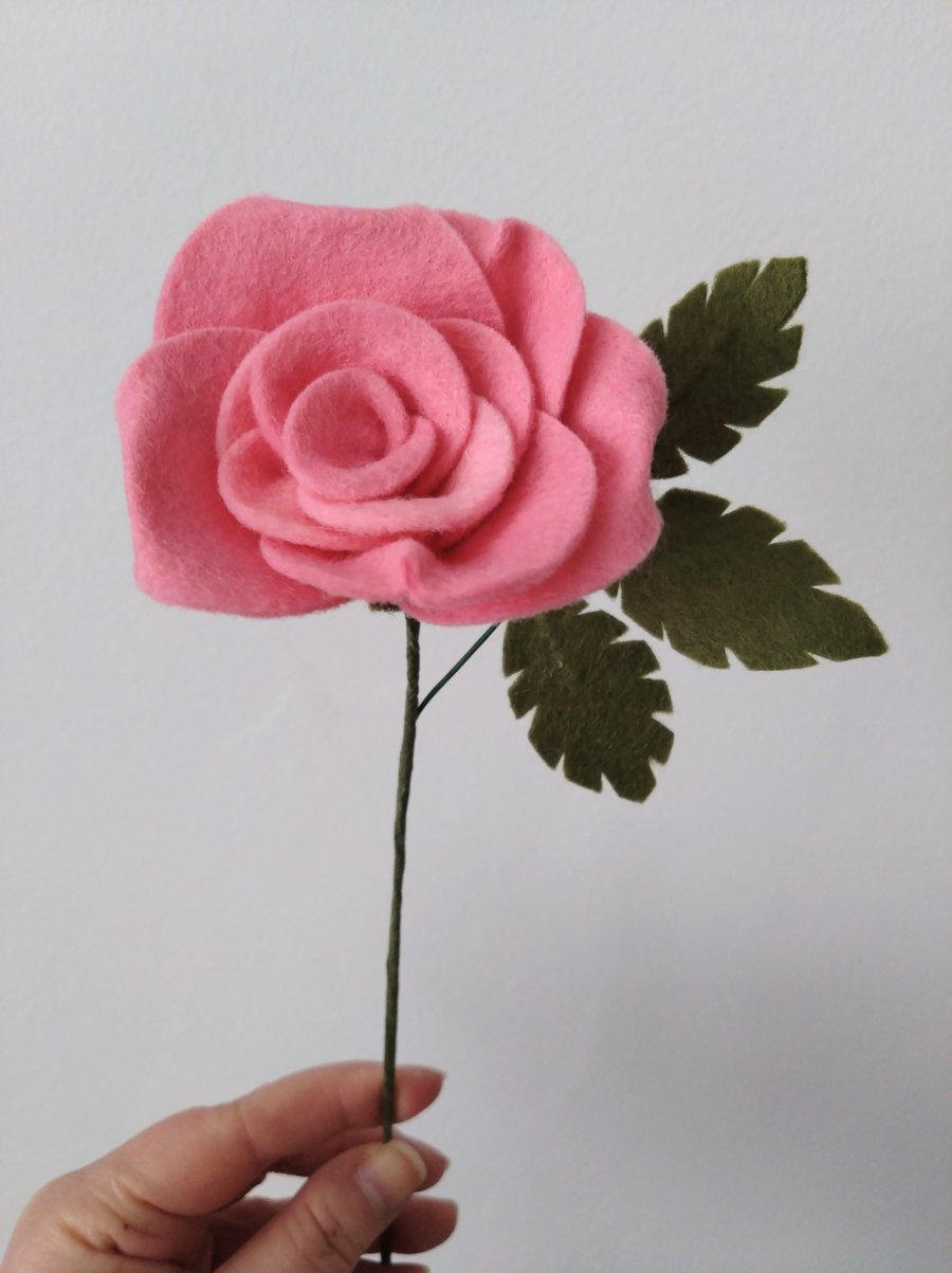 Simple Rose - handmade from tactile wool blend felt