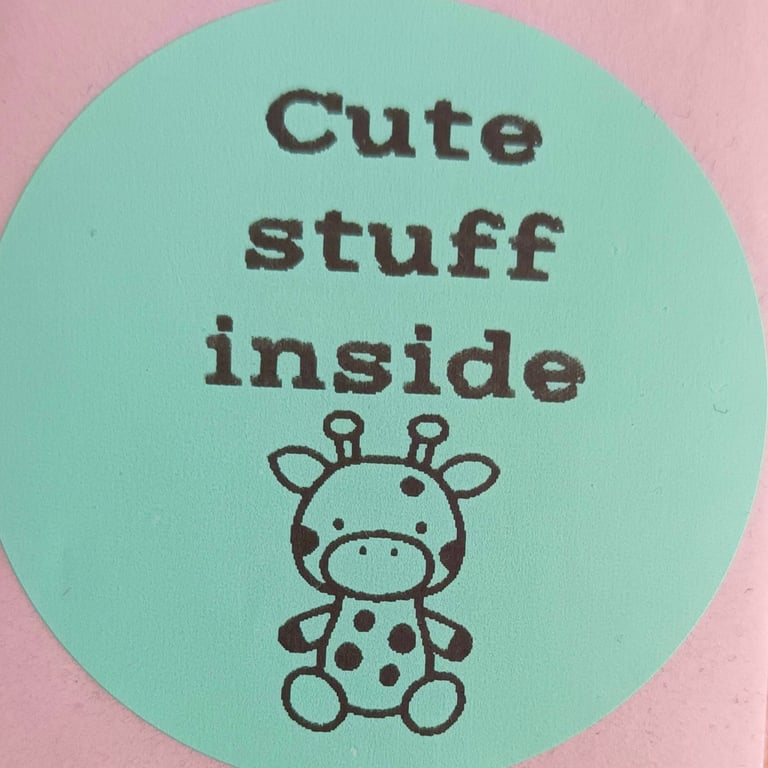 40 'Cute Stuff Inside' Thermal Printed Stickers (Giraffe mix)