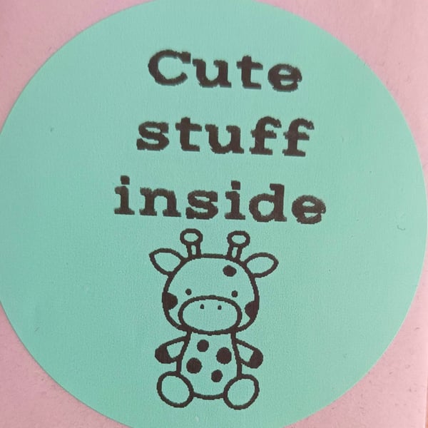 40 'Cute Stuff Inside' Thermal Printed Stickers (Giraffe mix)