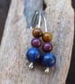 Blue Sodalite and Jasper Bead Drop Earrings, Argentium Silver Earrings