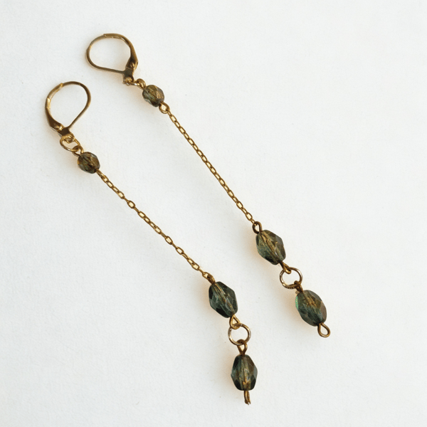 LONGER Length Gold & Green Drops
