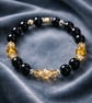 Black Obsidian and glass crystal bracelet