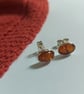 Sterling silver stud earrings with Baltic amber; November birthstone - Image 6