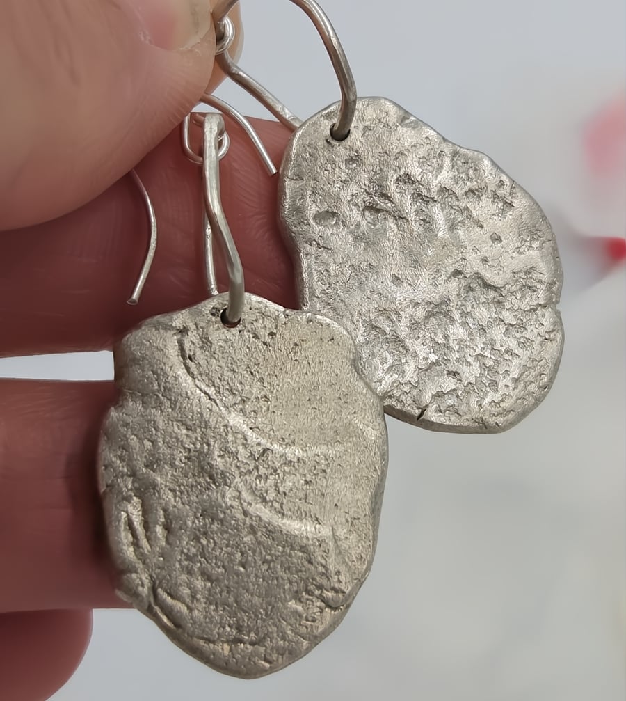 Molten Flow Silver Drop Earrings