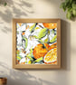 Vibrant Orange Fruit & Blossom -Art Print - Watercolour Illustration - Nature