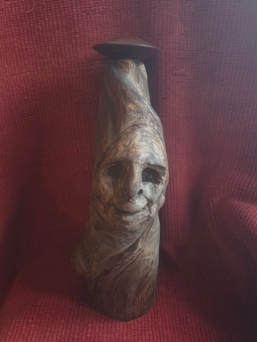 Hand Carved Wood Spirit Candlestick Holder