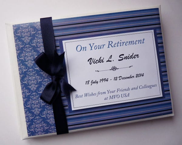 Navy blue Retirement Guest book, retirement keepsake, gift