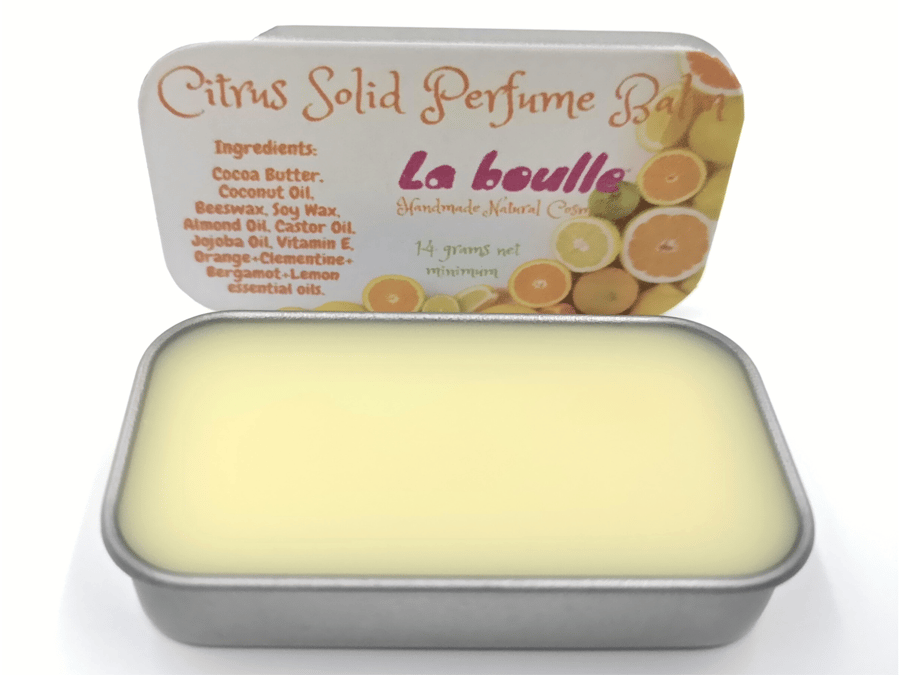 Citrus Solid Natural Perfume Balm. For sensitive skin. Handmade natural cosmetic