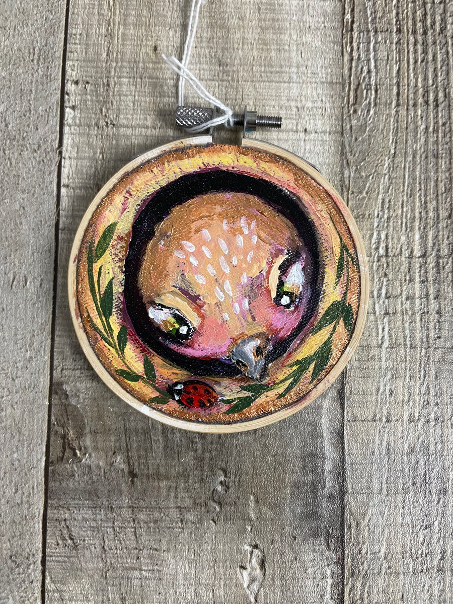 Original Artwork of Bird painted on embroidery hoop by Beatrice Ajayi