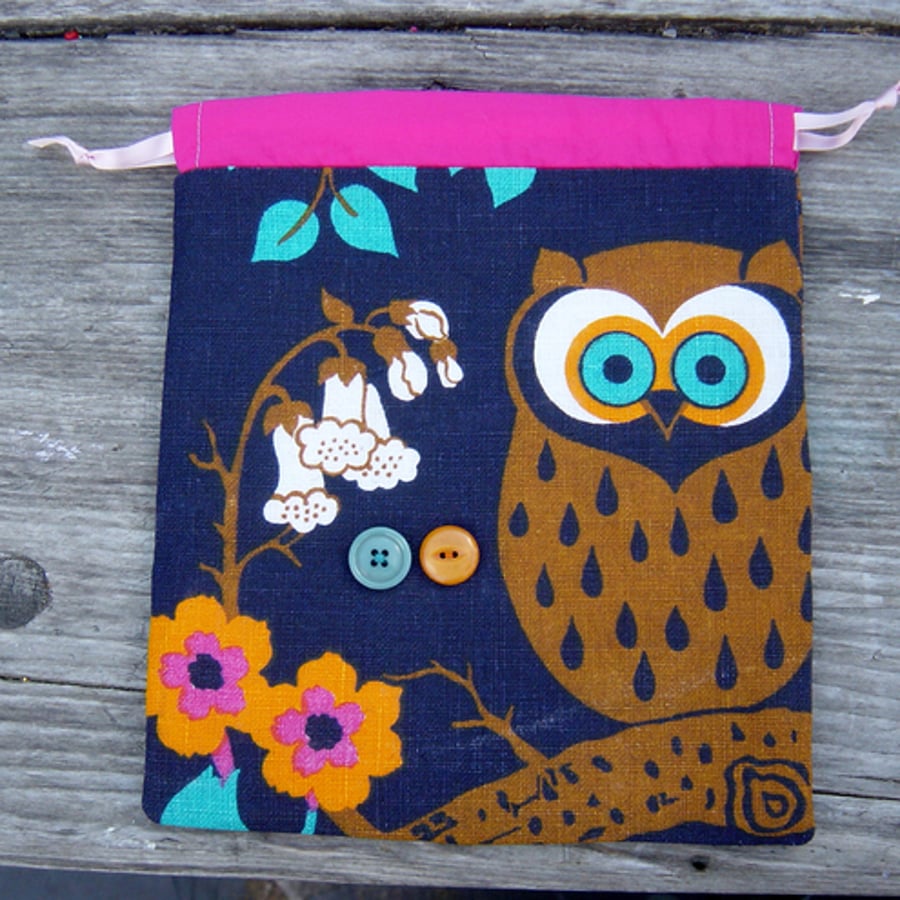 Owl Drawstring Bag 