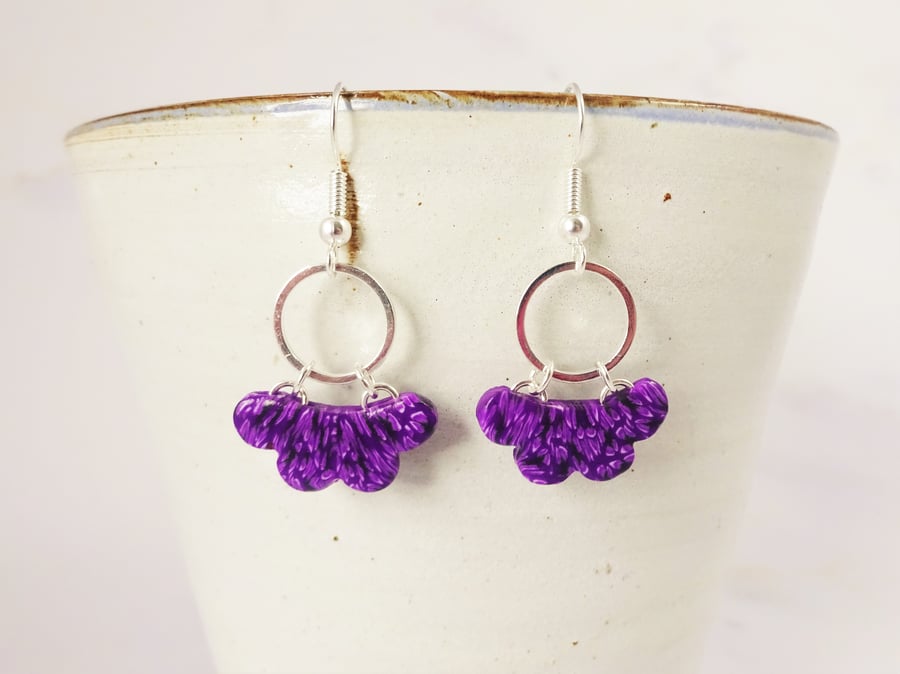 Purple and silver modern earrings