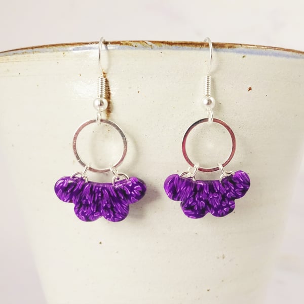 Purple and silver modern earrings