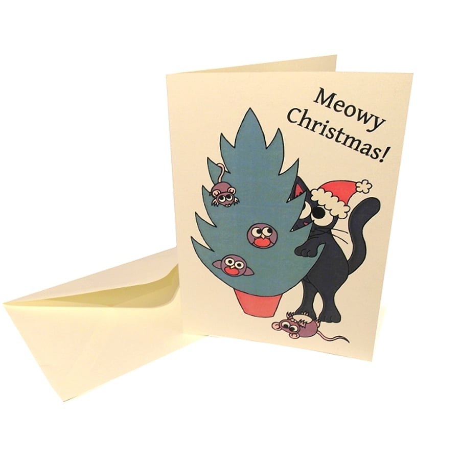 Meowy Christmas - cute cat Christmas card (Seconds Sunday)