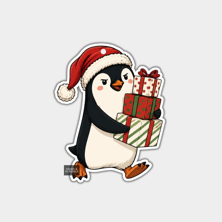 Unique Funny Christmas Gift Tags For Adults, 6pk - Cute Penguin & Gifts