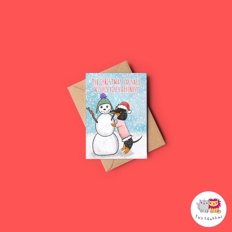 Dachshund Christmas Card, A6 Christmas Card, Cute Animal Christmas Card