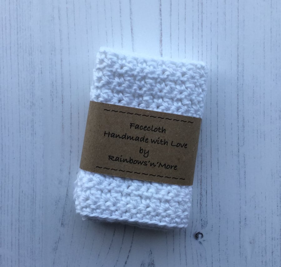 Crochet Facecloth in a White Soft Cotton Yarn
