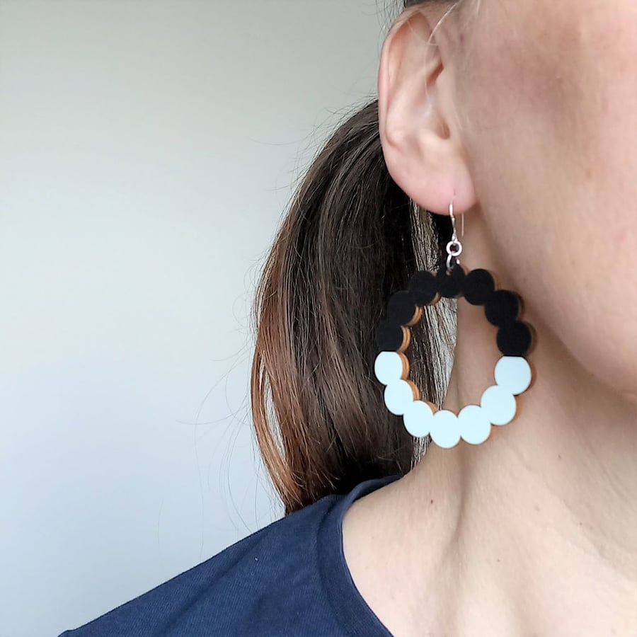 Isla Hoop Earrings Black Pale Blue Sustainable Jewellery