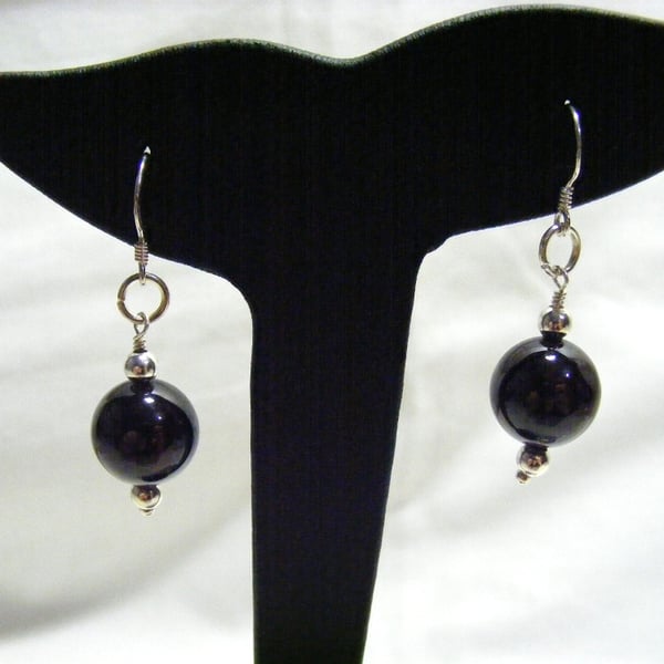 Garnet and Sterling Silver Earrings