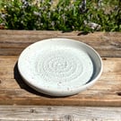 Handmade White Speckle Ceramic Garlic Grater - Stoneware