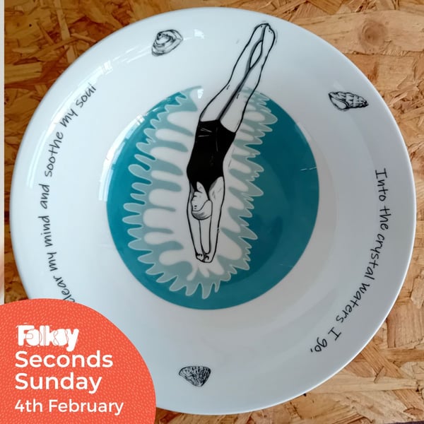 Wild Swimmer Bowl - seconds sunday ceramic, swimmer, sea swimming, cold water