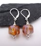 orange and lilac lampwork glass earrings - Image 2