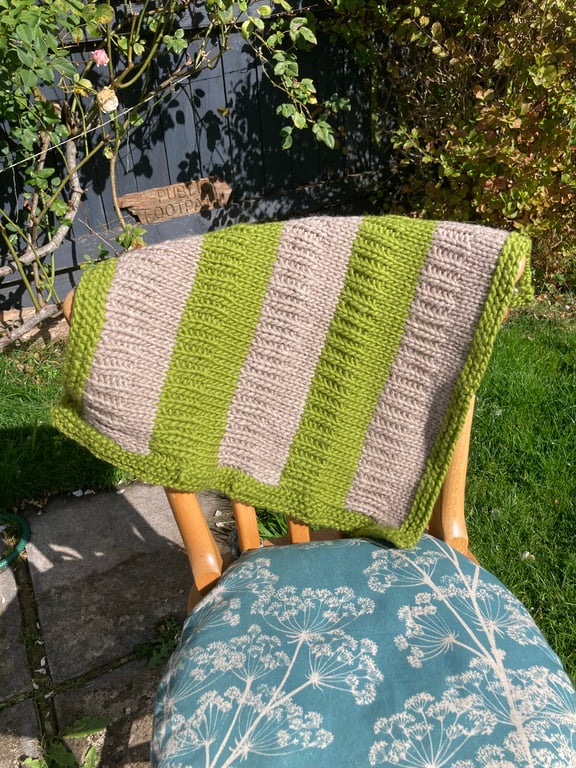 Hand knitted pram baby blanket 