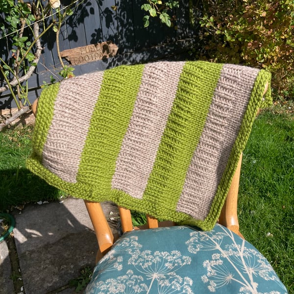 Hand knitted pram baby blanket 
