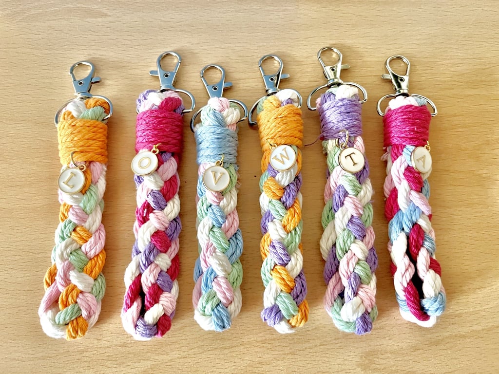 Handmade Macrame Keychain with Initial Letter
