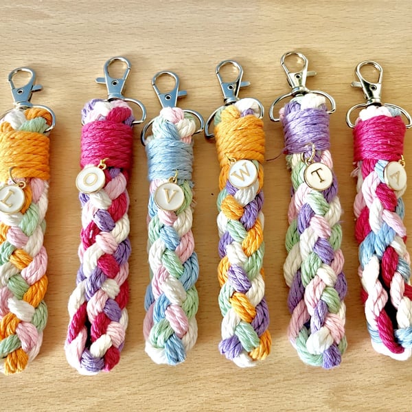Handmade Macrame Keychain with Initial Letter