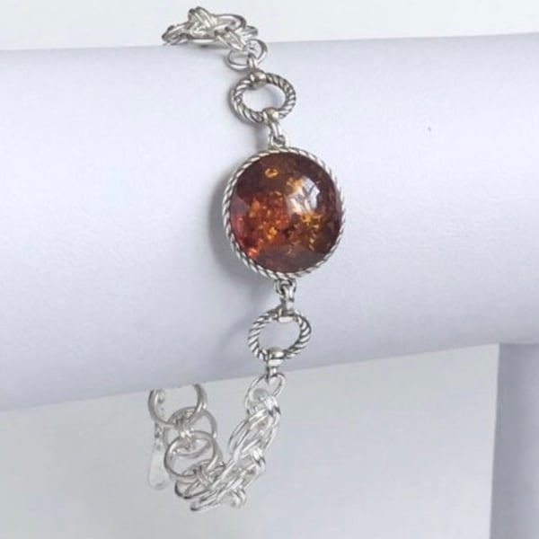 Baltic Amber Chainmaille Bracelet