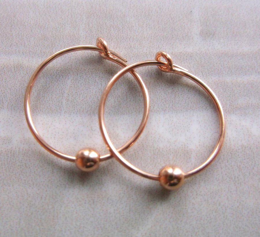 Rose Gold Filled Hoops 15mm with balls