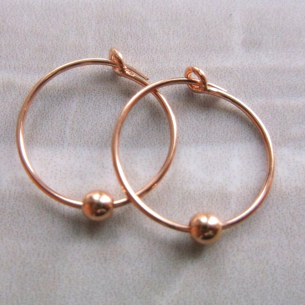 Rose Gold Filled Hoops 15mm with balls