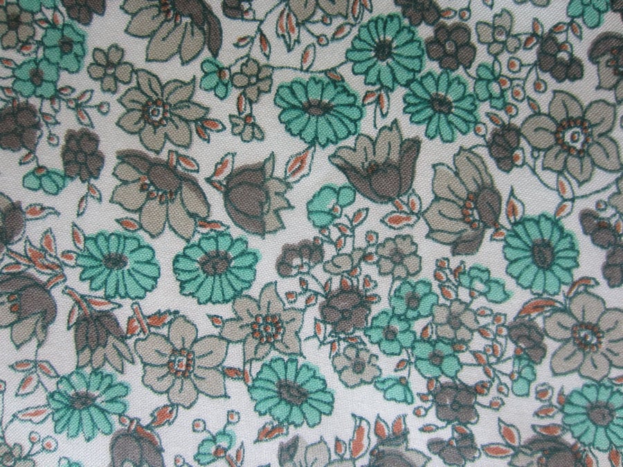 2 Metres of Unused Vintage Liberty Green Floral Fabric.