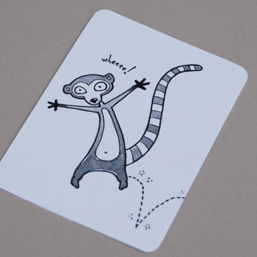 sproinging lemur... *sproing!* (mini art card/aceo)