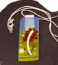 Handmade Fused Opaline Glass Pendant Necklace Poppy-field Red Arum - Image 1