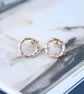 9ct solid gold circle stud earrings, hammered circle earrings, gold earrings - Image 1