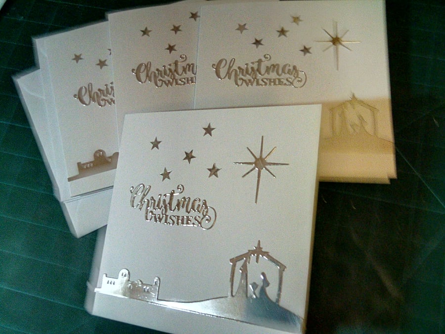 Pack of 4 stable Christmas cards